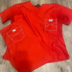 Blue sky scrubs Red size L top M bottoms